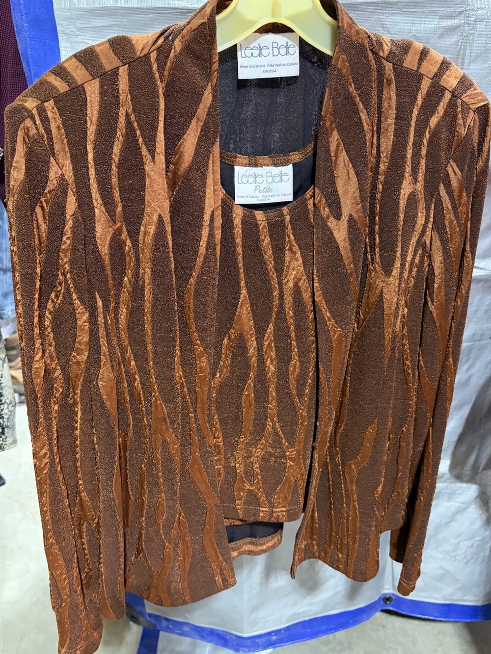 La Belle Brown Textured Open-Front Women's Jacket